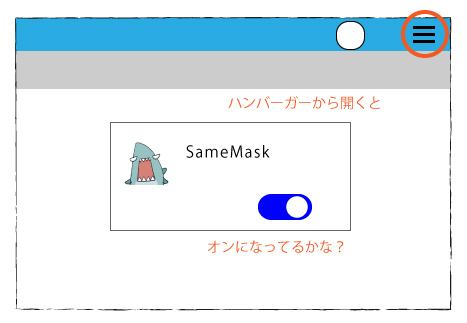 Chrome拡張機能のメタマスクをオンにする