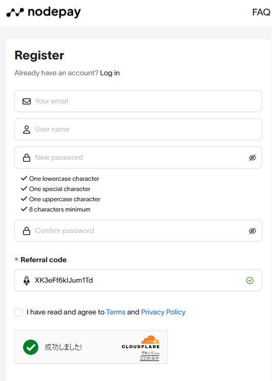 nodepay登録画面